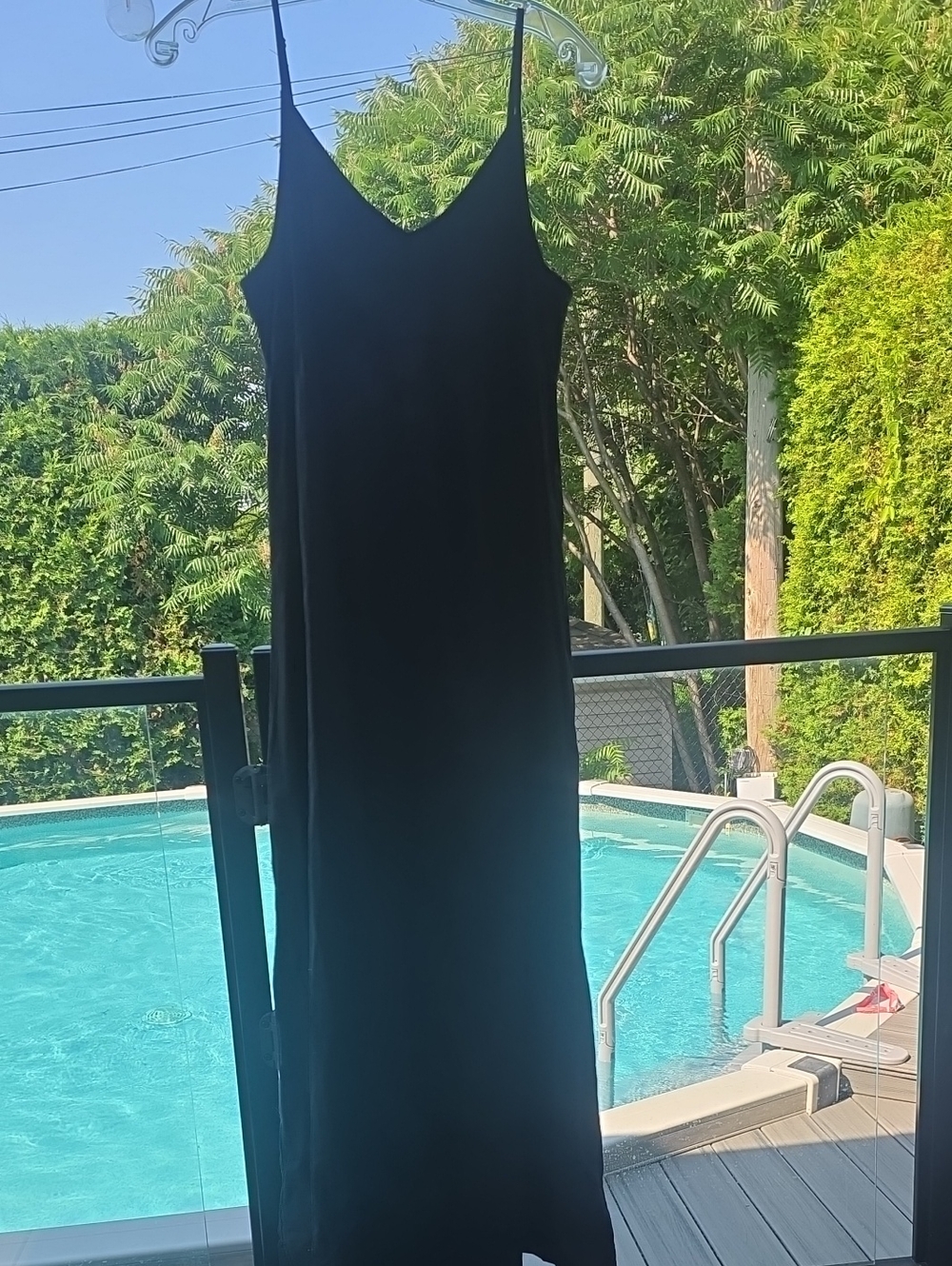 Anthropologie Black Maxi Cotton Dress with Spaghetti Straps